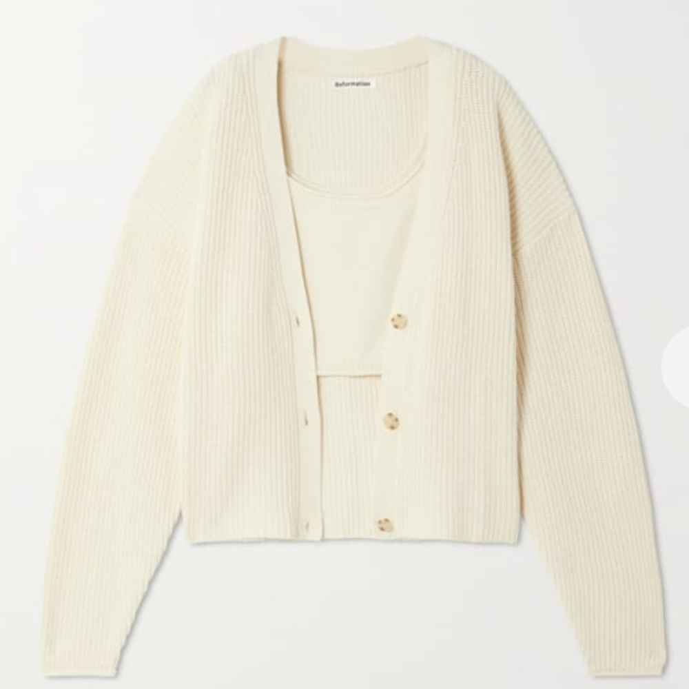 Reformation Elke Cotton Tank and Cardigan Set